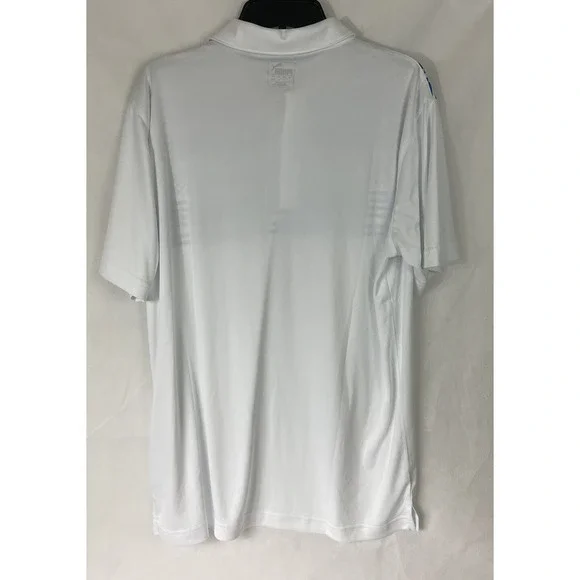 NEW PUMA Glitch Stripe s/s moisture WICKING POLO Size: L French Blue-White $75 - Picture 4 of 4